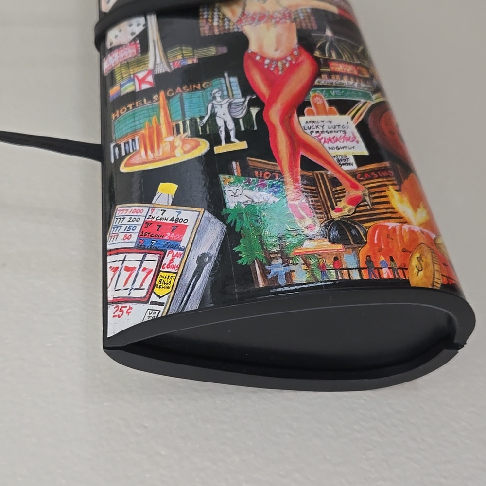 Lutci Y2K Hard Shell "Las Vegas" Themed Shoulder Strap Clutch Bag - Picture 3 of 16